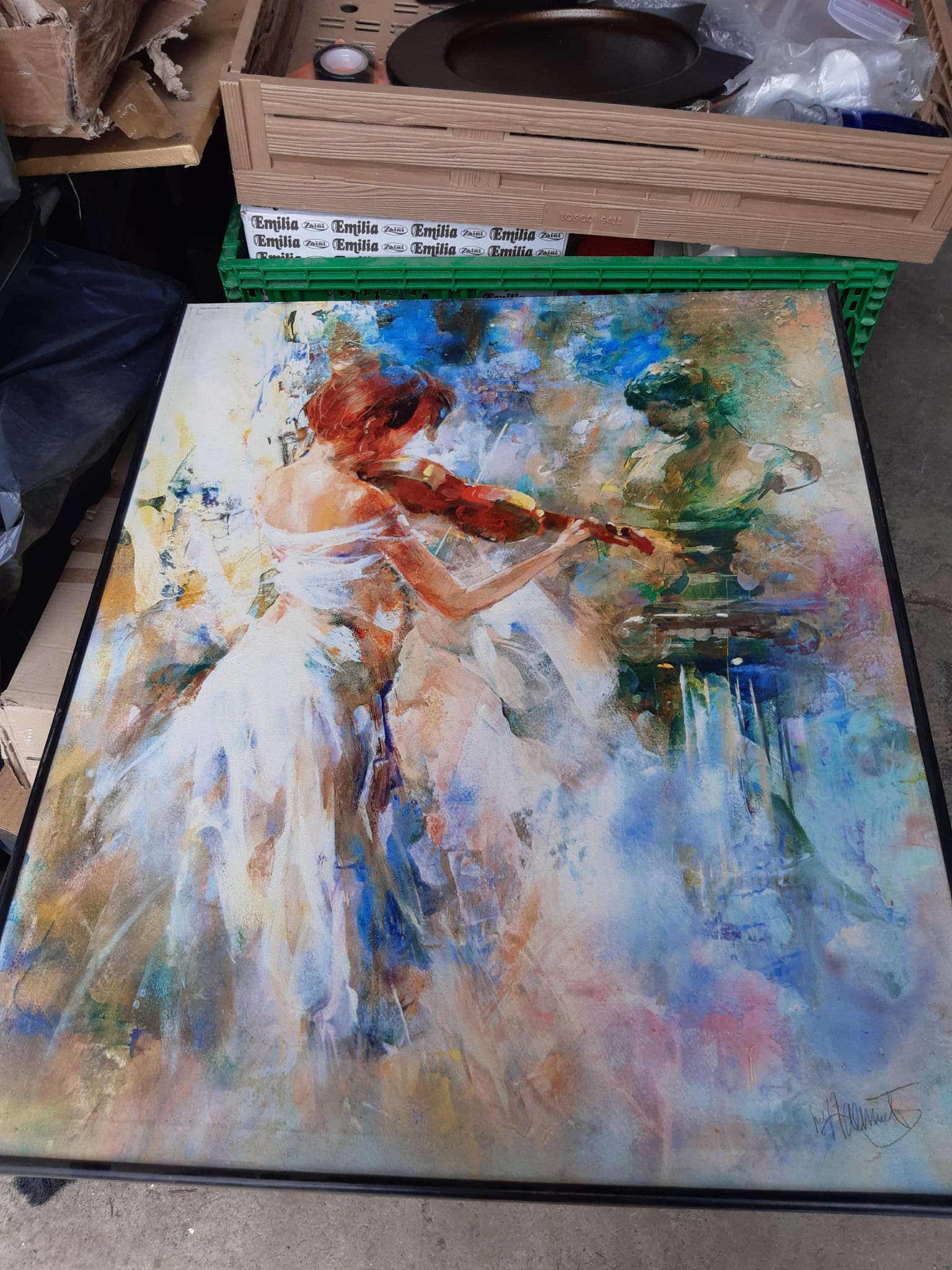Painting of figure in motion
