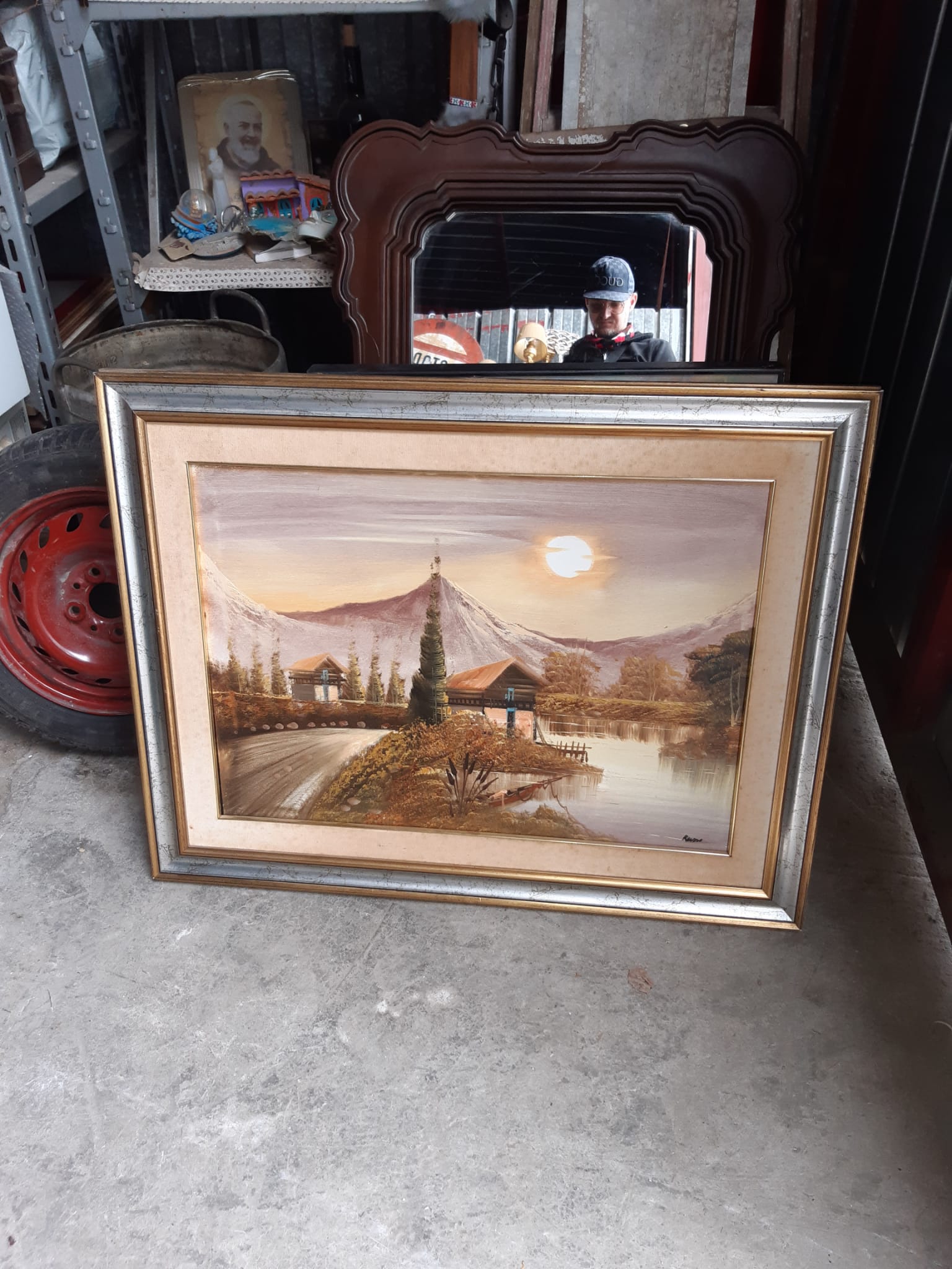 Bridge at sunset painting